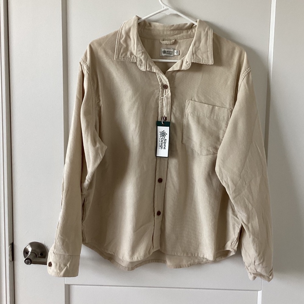 Alpine Design Womens Corduroy Shirt Jacket Morning Haze Organic Cotton L‎